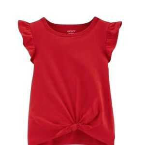 Carter's Red Short Sleeve Tee with Ruffle Detail and knot tie front size 4T